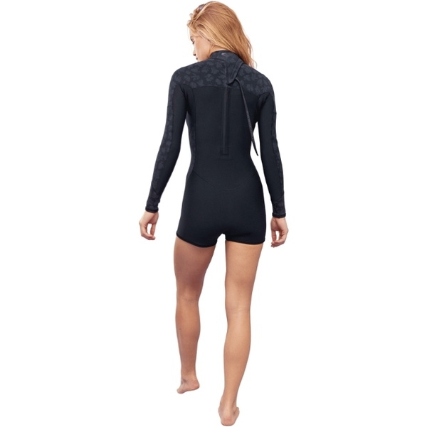 2026 Roxy Womens Swell Series 2mm Long Sleeve Back Zip Shorty Wetsuit ERJW403054 - Black